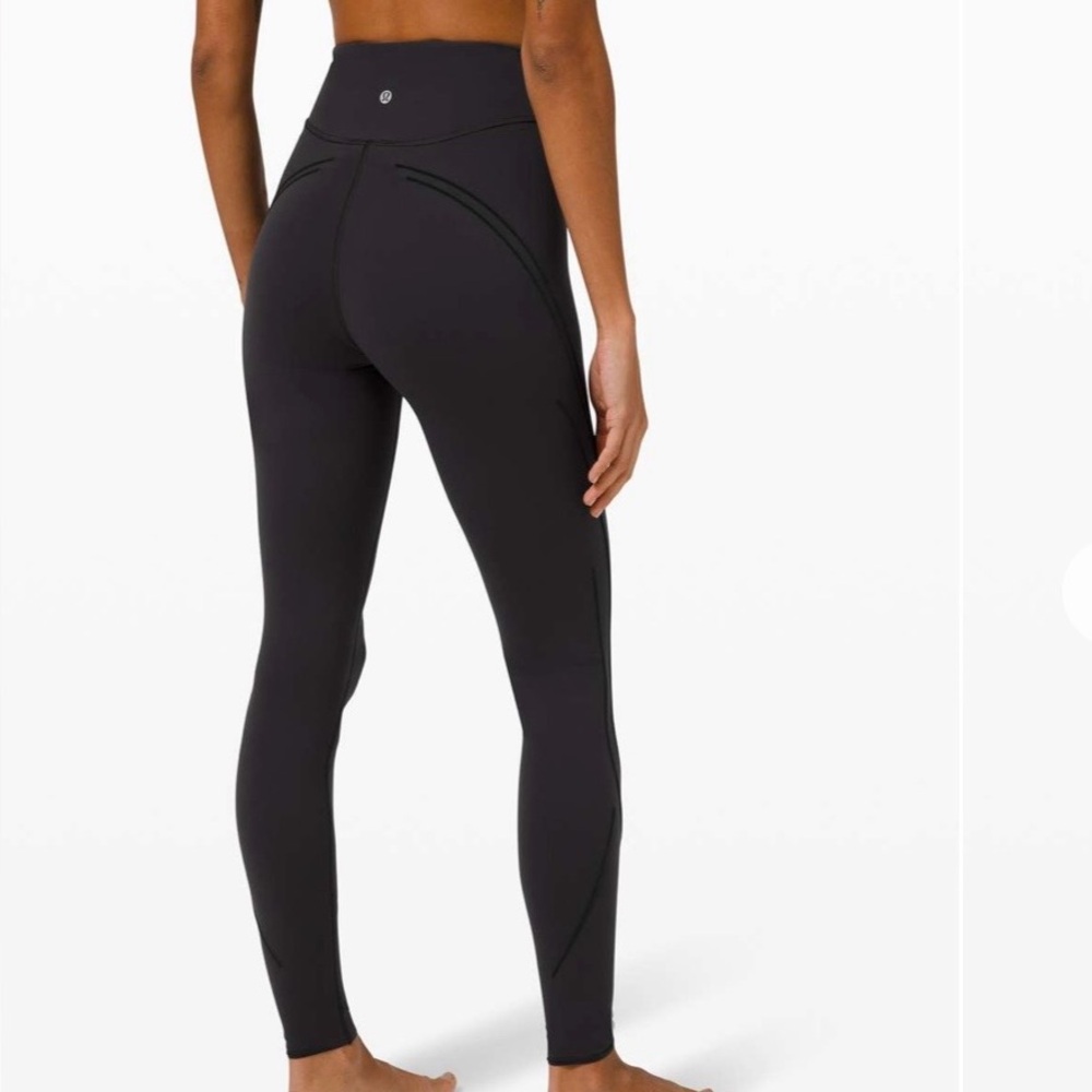 Lululemon Get in Line Super High Rise Tight 28 inch Black Legging Sz 8 - Picture 3 of 15